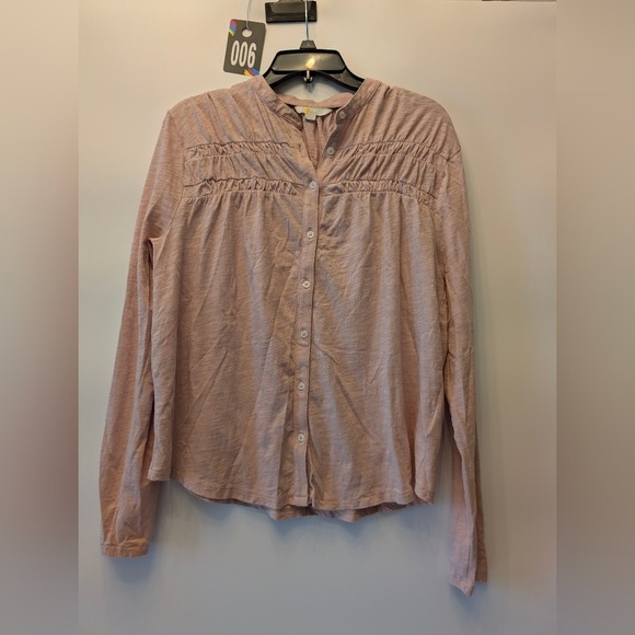 Cotton Long Sleeve Button Down‎ Top Ruched Blouse Casual Shirt - Picture 2 of 10